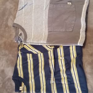 5 FOR $20.  2 mens small vans pocket striped tees